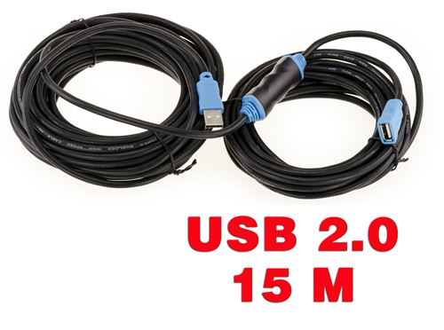 Rallonge USB 5 m, 10 m, 15 m, 20 m, USB 2.0 répéteur actif mâle A vers  femelle A avec amplificateur de signal (10m) : : Informatique