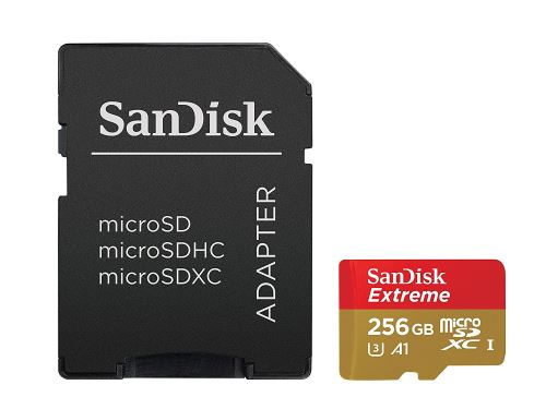 SanDisk Extreme - Carte mémoire flash (adaptateur microSDXC vers SD inclus(e)) - 256 Go - A1 / Video Class V30 / UHS Class 3 / Class10 - microSDXC UHS-I