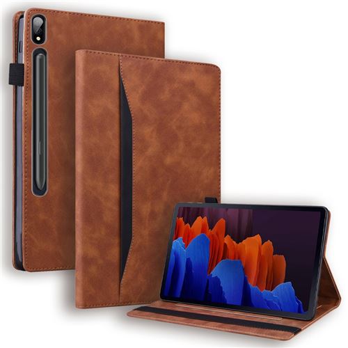 Non Communiqué Marron Etui En Pu Antichoc Avec Support Et Porte-Stylo Pour Votre Samsung Galaxy Tab S7/Galaxy Tab S8