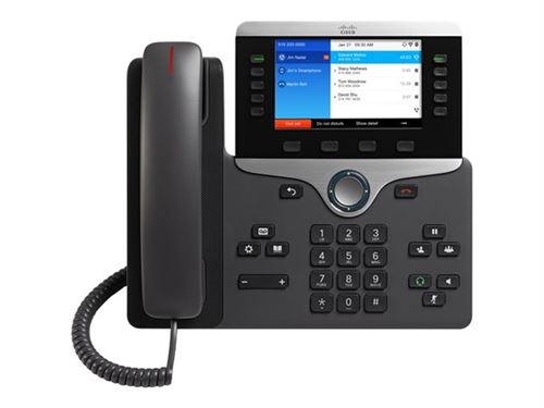Cisco IP Phone 8861 - With Multiplatform Phone Firmware - téléphone VoIP - IEEE 802.11a/b/g/n/ac (Wi-Fi) - SIP, RTCP, RTP, SRTP, SDP - Charbon