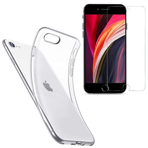 Coque pour iPhone SE 2020 et Verre Trempe - Protection Silicone Souple Film Vitre Protection Ecran Phonillico®
