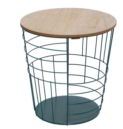 Table à café métallique coloris bleu - L. 36,5 x l. 36,5 x H. 38 cm -PEGANE-