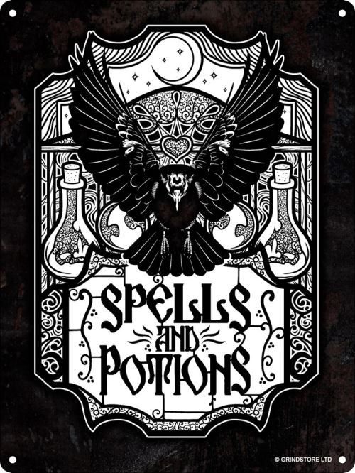Plaque murale en métal Spells & Potions 20 x 15cm
