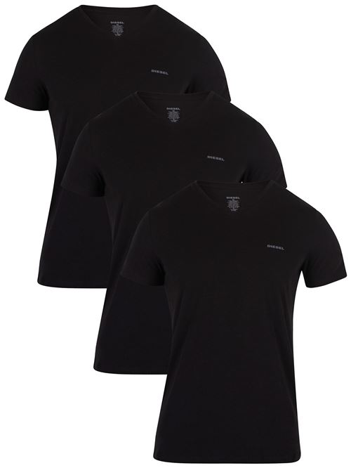 Diesel Homme Paquet de 3 Jake Plaine Logo V-Neck T-shirts, Noir