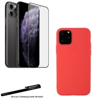 Coque de protection Rouge + Verre trempé bords noir pour ...