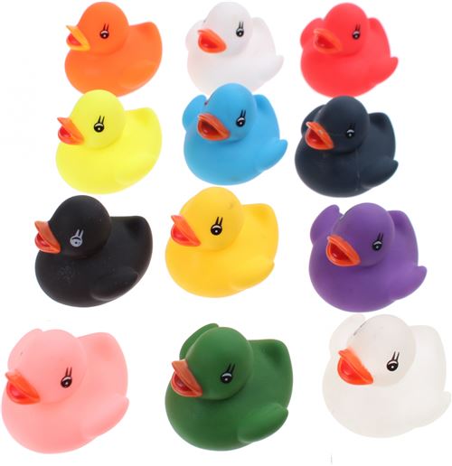 Eddy Toys Gamme de canard en caoutchouc de 12 unités dans le tube 5,5 x 5,5 x 5 cm