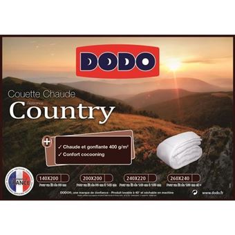 Couette chaude Country - 240 x 260 cm - 400gr/m² - Blanc - DODO