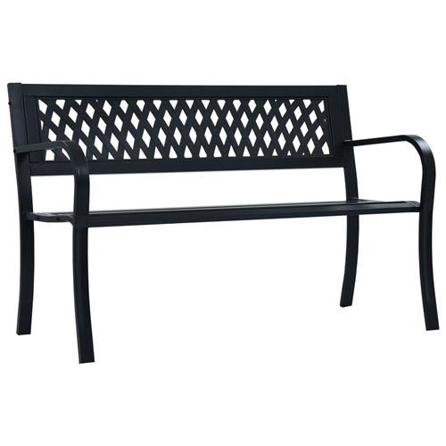 Banc de jardin acier dossier en plastique 125cm Noir Acier