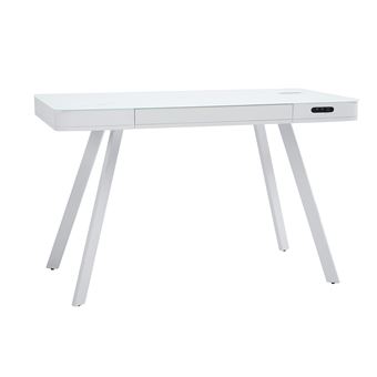 Bureau connecté bluetooth Milboo Clever en verre et métal blanc