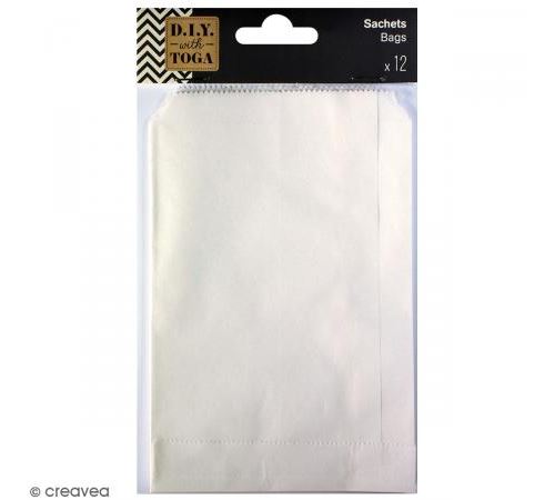 Lot de sachets 10 x 15 cm en papier - Blanc - 12 pcs