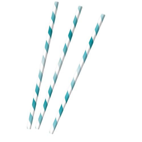 Amscan pailles rayées 23 cm papier bleu/blanc 12 pièces