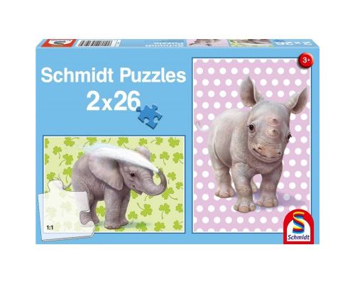 Puzzle 26 Pièces : 2 puzzles : Les bébés du zoo, Schmidt Spiele