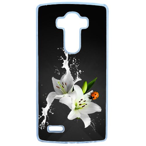 Coque Lys Blanc Coccinelle Sur Fond Gris Compatible Lg G4 Transparent