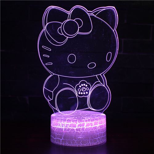 Lampe 3D Tactile Veilleuses Enfant 7 Couleurs avec Telecommande - Hello Kitty #589