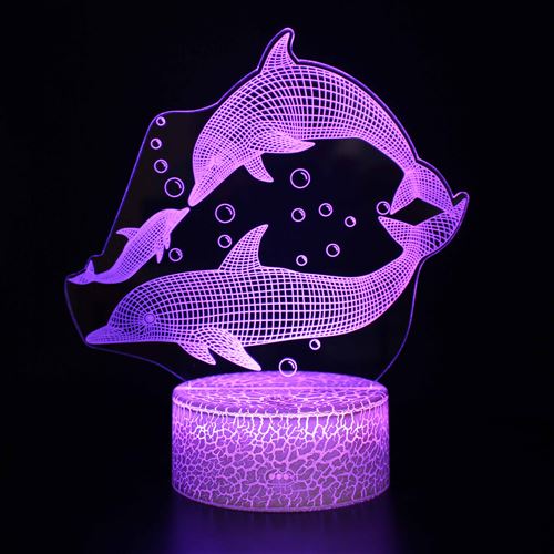 Stack Lampe 3D Tactile Veilleuses Enfant 7 Couleurs Avec Telecommande - Dauphin #1122