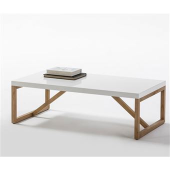 Table Basse Rectangulaire Blanc Bois Milan Achat Prix Fnac