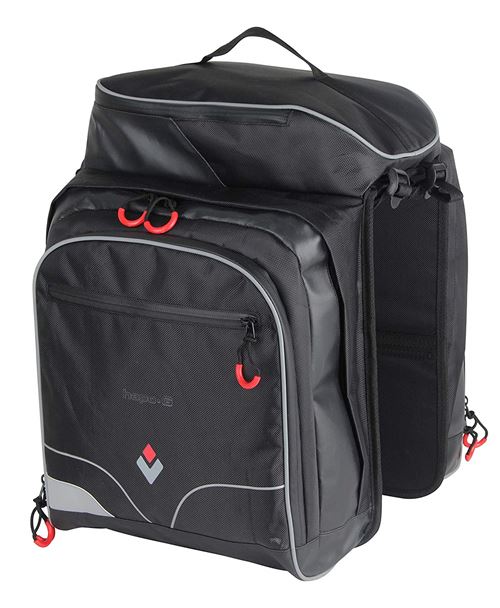 HAPO-G 11202185 Sacoche Arrière 3 Volumes Fixation sur Porte-Bagages Mixte Adulte, Noir