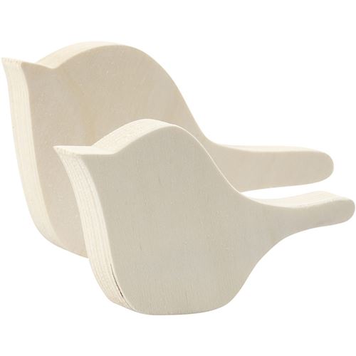 Creotime oiseaux en bois 12/14,5 cm clair 6 pièces