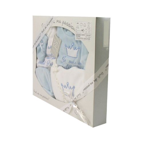 Coffret Ensemble bébé 7 pièces 3 à 6 Mois blanc et bleu - Je suis un petit prince