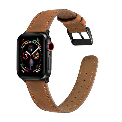  Bracelet en cuir v&eacute;ritable cr&eacute;piter marron pour votre Apple Watch Series 3/2/1 42mm/Series 4 44mm 