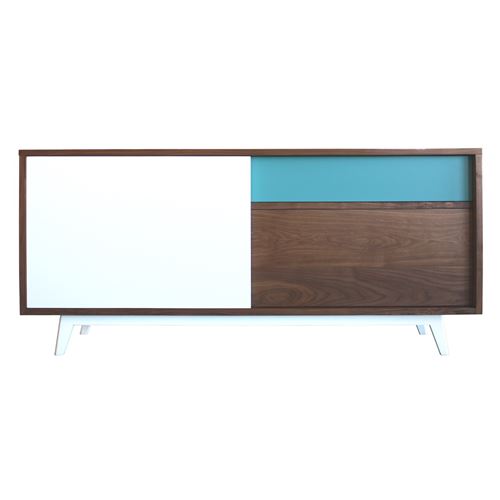 Buffet noyer naturel massif et laqu&eacute; VINTAGE Pirotais Bois Multicolore 
