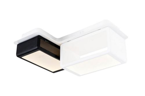HOMEMANIA Lampe de Plafond Ahenk Plafonnier - Murale - Marron, Blanc en Métal, 33 x 33 x 12 cm, 1 x Bande de LED, 24W, 2520LM, 3000K Lumière Blanc Naturel