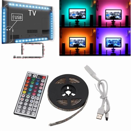 Bande lumineuse 5V LED Souple 2m pour fond de télévision-Noir