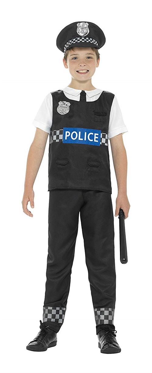 Smiffys 21948S Déguisement Enfant Policier, Noir/Blanc, Taille S