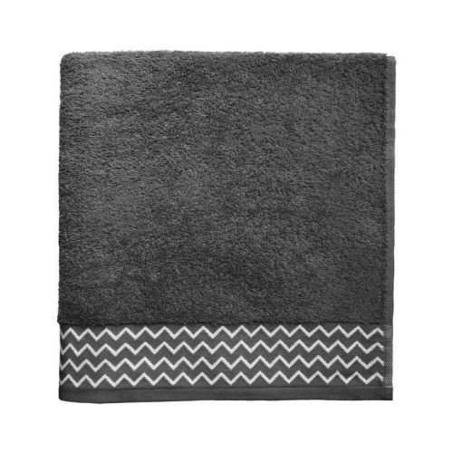 SANTENS Serviette de toilette 100 % Coton Pat - 50 x 100 cm - Gris anthracite