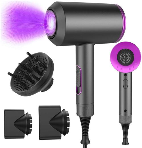 Non Communiqué Violet Sèche Cheveux, Lelouch 2000W Ionique Pro Hair Dryer Soins Des Cheveux À Température Constante 3 Vitesses - Image 1