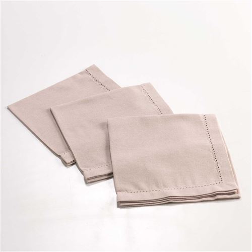 3 serviettes de table 40 x 40 cm coton uni chareline  Lin