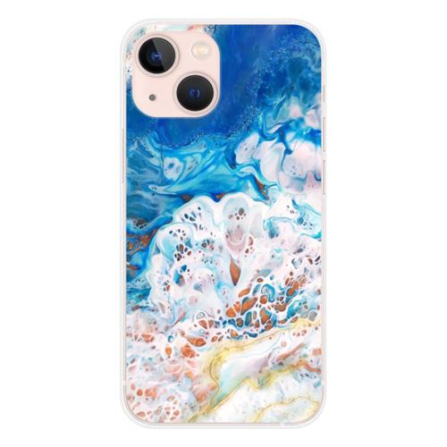 Coque en silicone imprimée compatible Apple iPhone 13 Mini Marbre océan