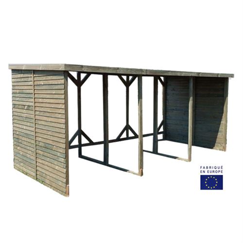 Habrita - Abri Range-bûches mural autoclavé double très grand volume 20 stères de bois - RB520220