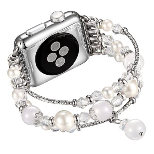 Bracelet en TPU perles agate de perles blanc pour votre Apple Watch 3/2/1 38mm