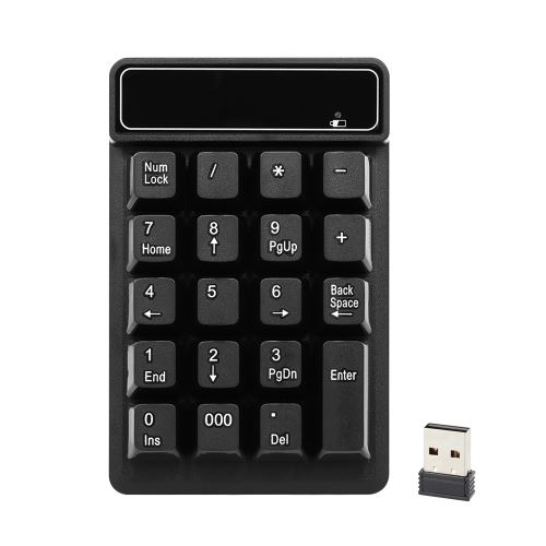 KKmoon 2.4Ghz Clavier mécanique sans fil Clavier numérique Avec récepteur USB 19 touches Imperméable Pour ordinateur portable PC portable