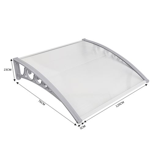 Auvent - Marquise de porte en polycarbonate DIY 80x120cm matériel en aluminium