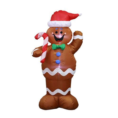 4.9 de Haut Lighted Pieds Noël Gonflable Bonhomme de neige avec Led Art de Chapeau Jardin Decorat marron WEN332