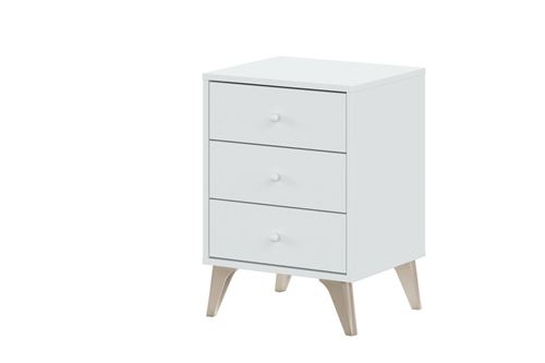 Chevet scandinave ZORA 3 tiroirs L40cm x H56cm - Blanc