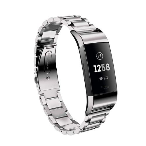 Bracelet en métal trois perles argent pour votre Fitbit Charge 3