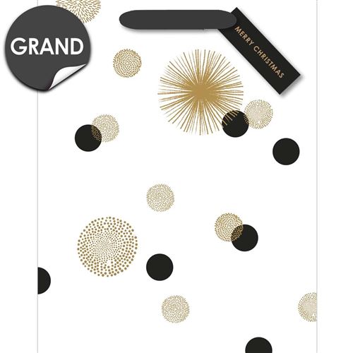 Draeger la carterie Sac cadeau grand format blanc � pois noirs et or Multicolore