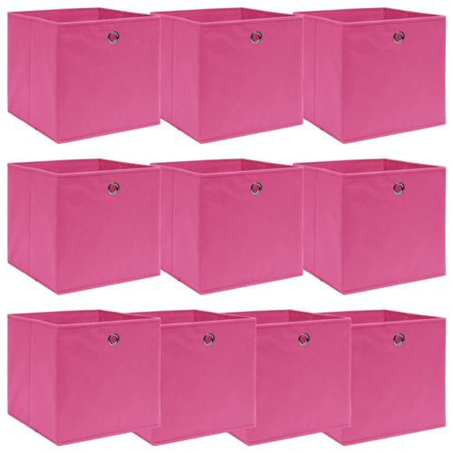 vidaXL Boîtes de rangement 10 pcs Rose 32x32x32 cm Tissu