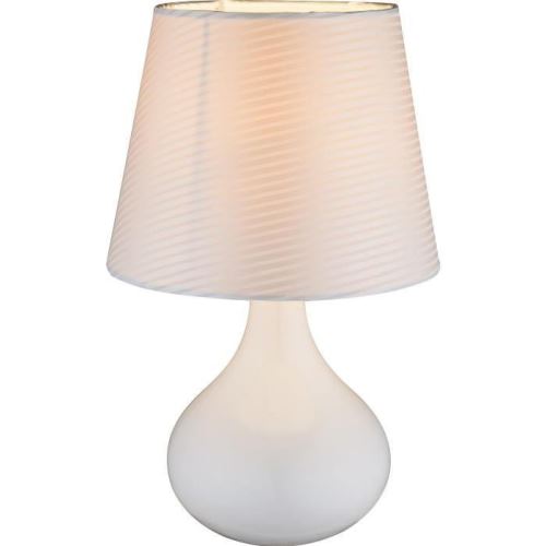 Lampe a poser céramique - Tissu blanc - Interrupteur - Diametre 17 cm - Hauteur 27 cm - Blanc