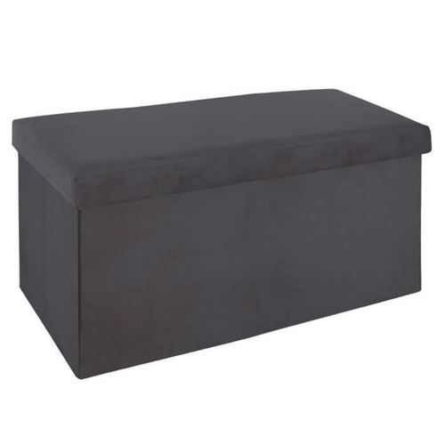 Pouf pliable - L 76,6 x l 38 x H 37,5 cm - Velours - Gris foncé
