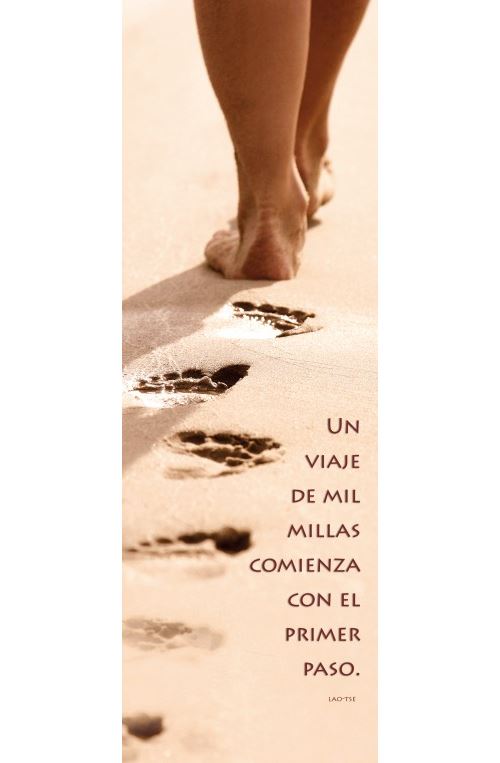 Motivation Poster Reproduction Sur Toile, Tendue Sur Châssis - Un Viaje De Mil Millas Comienza Con El Primer Paso (120x40 cm)