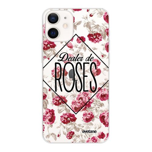 Coque pour iPhone 12 mini souple transparente Dealer de Roses Motif Ecriture Tendance [Evetane®]