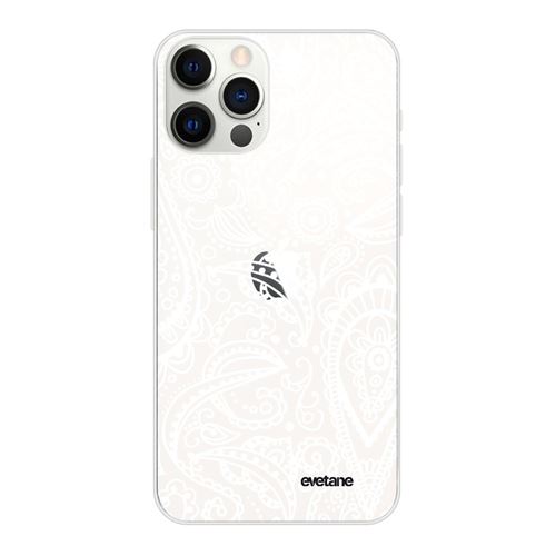 Coque pour iPhone 12/12 Pro souple transparente Bandana Dentelle Motif Ecriture Tendance [Evetane®]