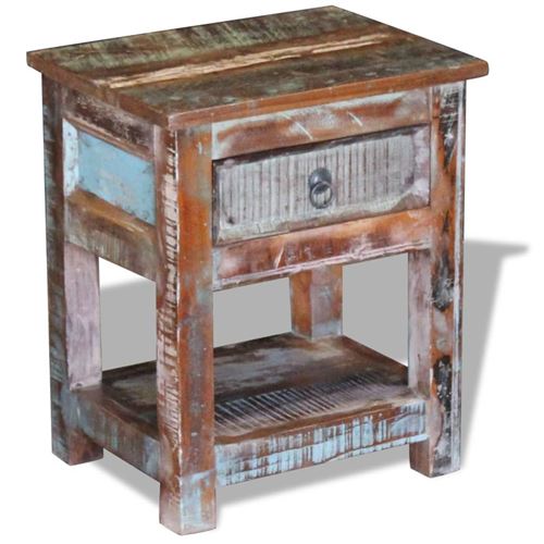 vidaXL Table d'appoint avec 1 tiroir Bois de récupération 43x33x51 cm