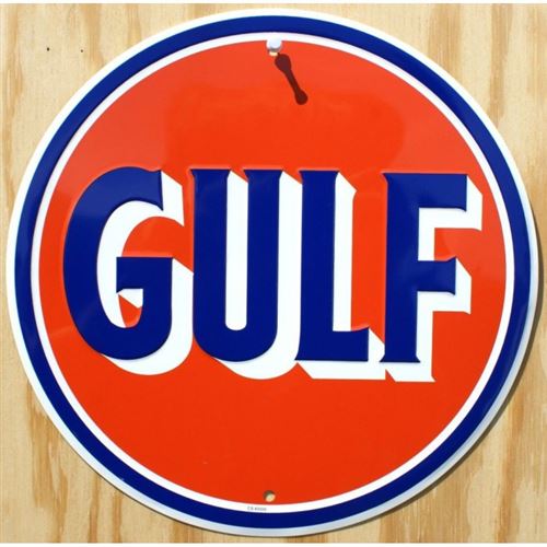 plaque gulf orange ronde deco garage huile affiche tole