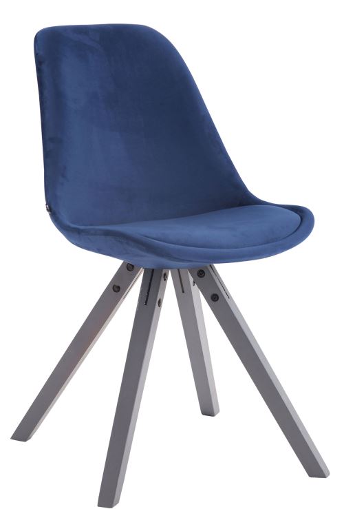 Chaise Toulouse en velours / Piétement carré , Bleu/Gris