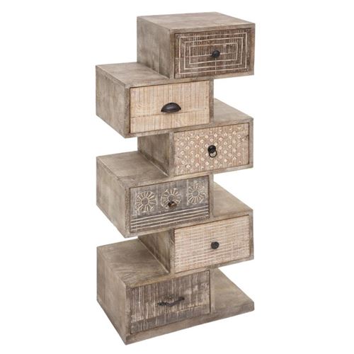 Commode Ajay 6 tiroirs bois massif Atmosphera